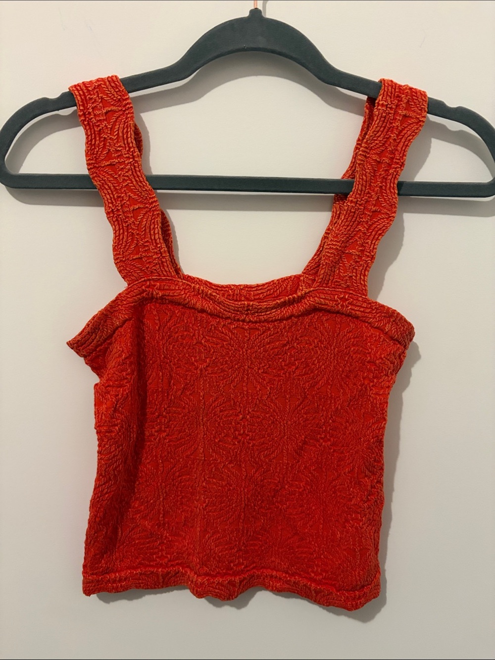 Orange Textured Square-Neck Tank Top - Women's